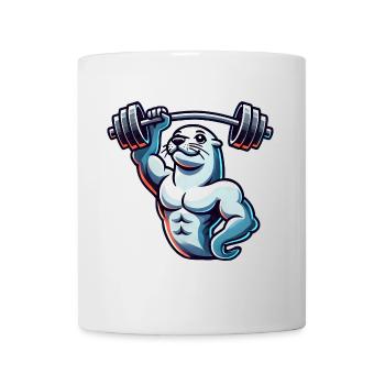 Seerobbe mit Hantel Fitness Gym Training - Tasse - Weiß - Vorne