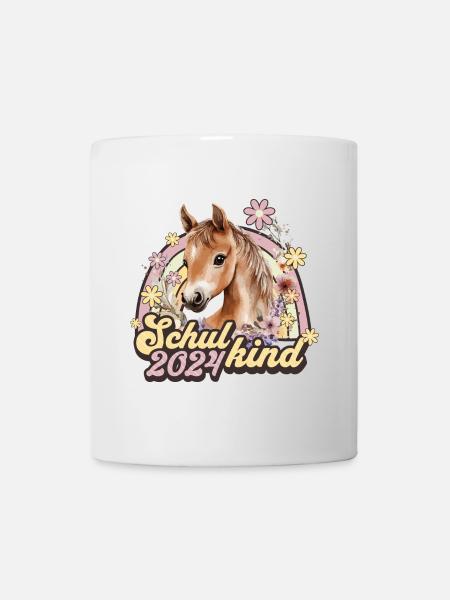 Schulkind 2024 Pferd Einschulung Schule Schüler - Tasse - Weiß