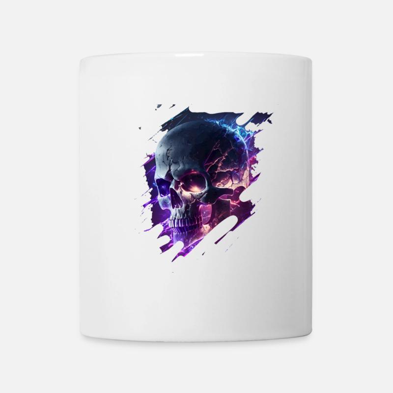 Neon-Kriegs Skull Design - Tasse - Weiß