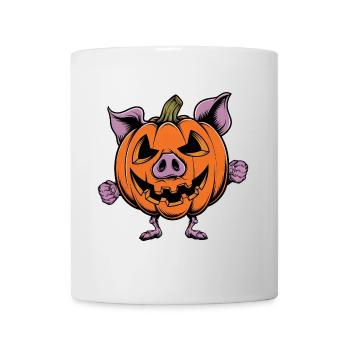 Drôle de cochon citrouille dessin animé d’Halloween - Mug blanc - blanc - Devant