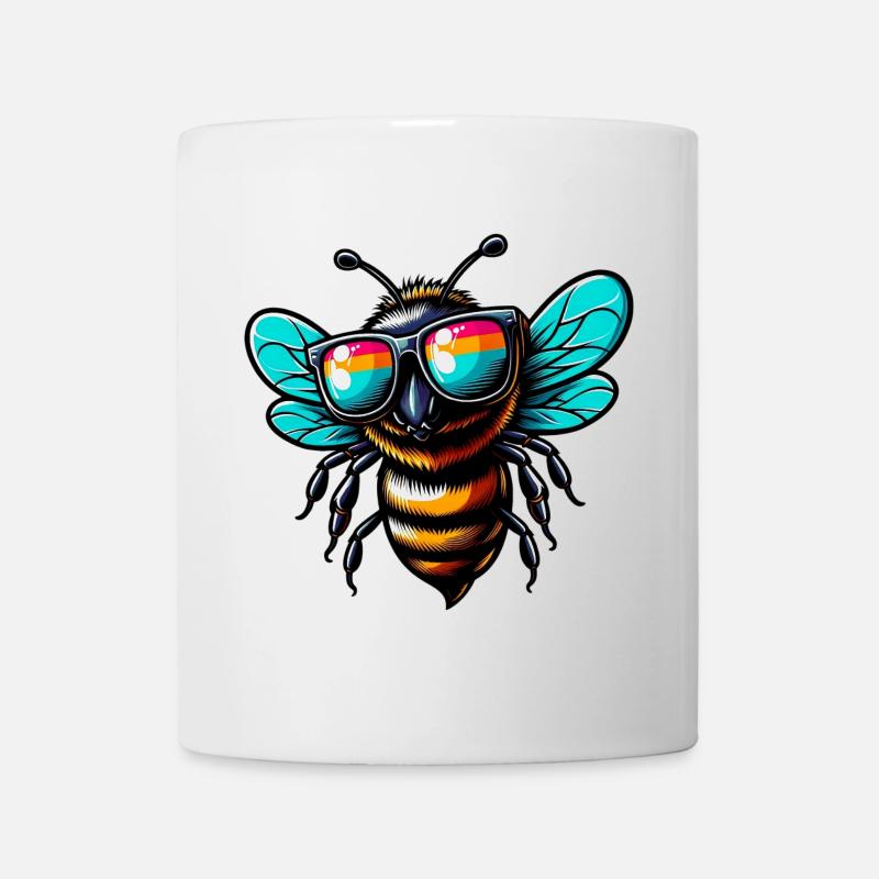 Biene mit Sonnenbrille - Tasse - Weiß