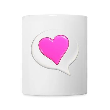 Pink colored heart in white speech bubble - Mug - white - Front