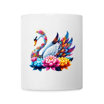 Schwan verziert mit Lotusblüten - Tasse - Weiß - Vorne