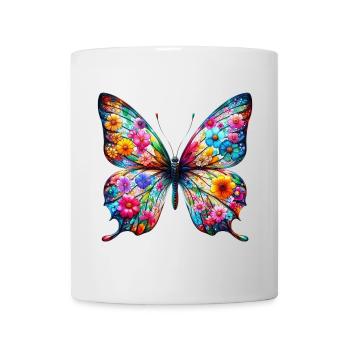 Papillon décoré de fleurs - Mug blanc - blanc - Devant
