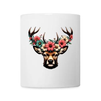Hirsch mit Blumen - Tasse - Weiß - Vorne