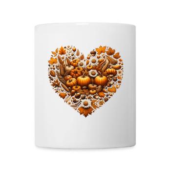 Coeur rempli de citrouilles et de feuilles d’automne - Mug blanc - blanc - Devant