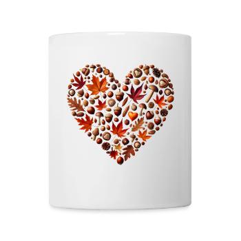 Herz, gefüllt mit Kürbissen,Laub,Nüsse und Pilze - Tasse - Weiß - Vorne