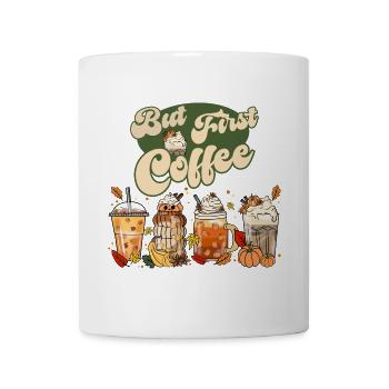 But first Coffee - Pumpkin Spice Latte Retro - Tasse - Weiß - Vorne