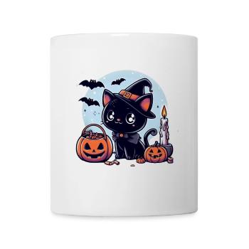Katzen-Halloween - Tasse - Weiß - Vorne
