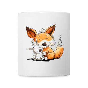Renard avec lapin amitié équipe animal sauvage - Mug blanc - blanc - Devant