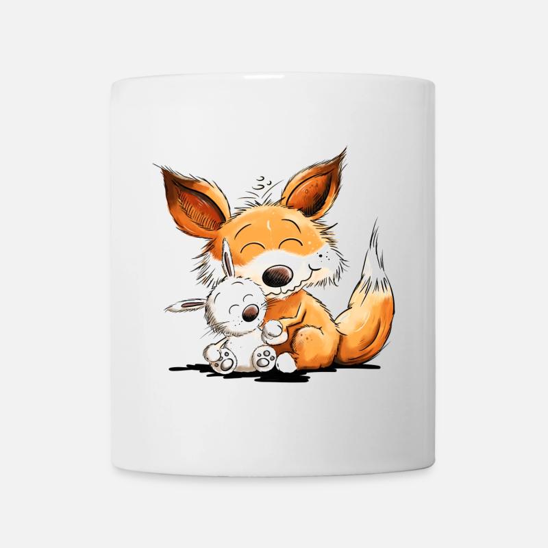 Fuchs Mit Hase Freundschaft Team Wildtier - Tasse - Weiß