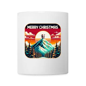 Père Noël sur la montagne avec ciel étoilé - Mug blanc - blanc - Devant