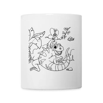 Iguana Jungle Coloring Page Hand Illustrated - Mug - white - Front