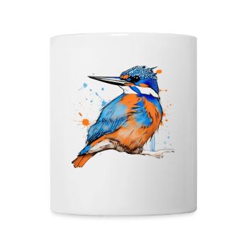 Martin-pêcheur, dessin, coloré, oiseau, graffiti, croquis - Mug blanc - blanc - Devant
