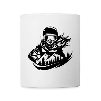 Female Snowboarder Drawing - Mug - white - Front