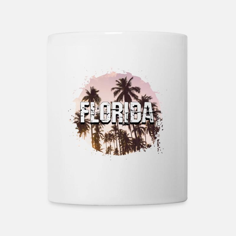 Floride États-Unis Miami Amérique Été Palmiers Plage - Mug blanc - blanc