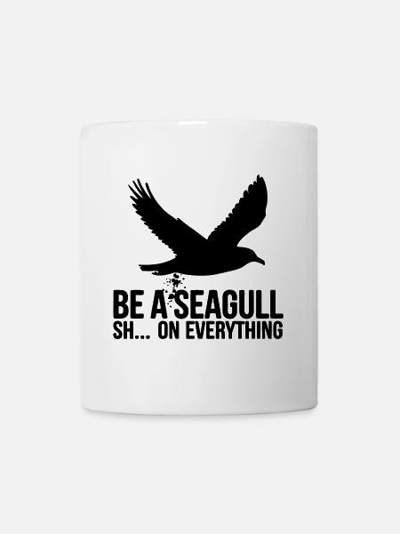 Sois une mouette, j’emmerde tout. Silhouette de mouette - Mug blanc - blanc