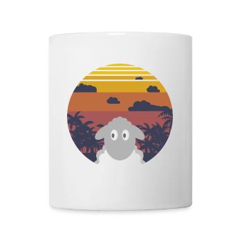 Mouton coucher de soleil Vintage cadeau - Mug blanc - blanc - Devant