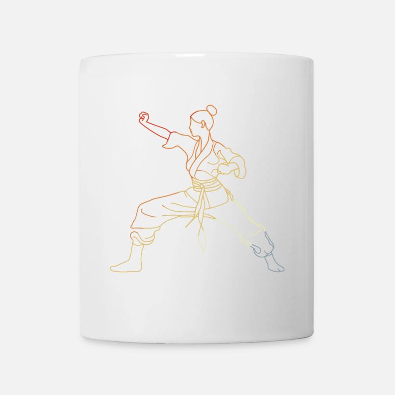Karate Mädchen Skizze Retro Style - Tasse - Weiß