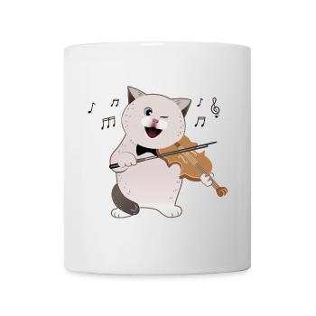 cute chubby cat playing violin - Mug - white - Front