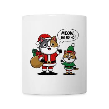 Festliches Katzenduo in Weihnachtsmann- und Elfenkostümen - Tasse - Weiß - Vorne
