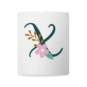 Elegant letter 'X' with flowers - Mug - white - Front
