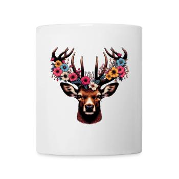 Cerf avec des fleurs - Mug blanc - blanc - Devant
