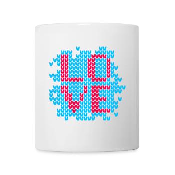 Knitting Pattern Love Love Winter Christmas Xmas - Mug - white - Front
