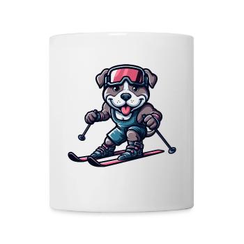 Pitbull Skieur Chien Sports d’hiver Plaisir d’hiver - Mug blanc - blanc - Devant