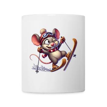 Tollpatschige Maus auf Skiern Winterspaß - Tasse - Weiß - Vorne