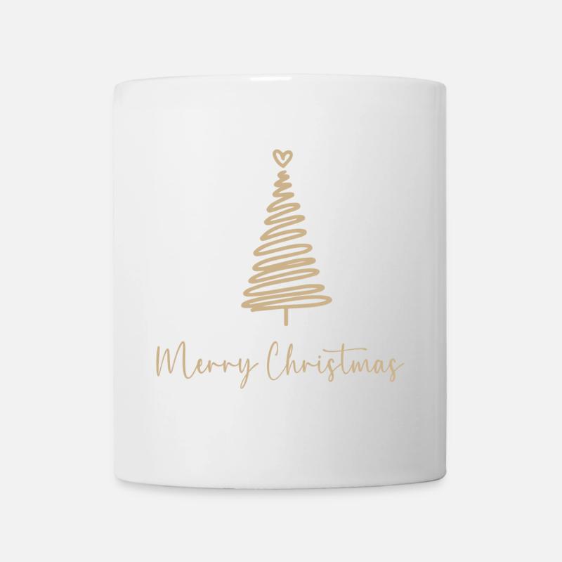 Weihnachtsbaum Minimalistisch Beige - Tasse - Weiß
