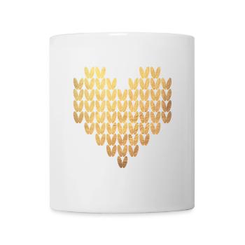 Heart Knitting Pattern Gold Exclusive Love Winter - Mug - white - Front