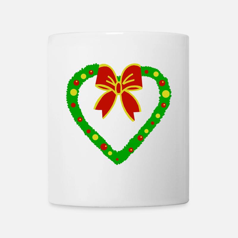 Coeur vert avec ruban rouge - Mug blanc - blanc
