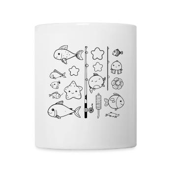 Fischen Comic Stil - Tasse - Weiß - Vorne