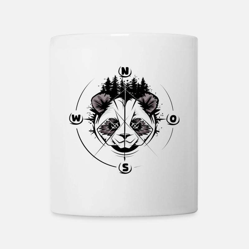 Panda Wald Kompass Koala Tattoo comic cartoon Logo - Tasse - Weiß