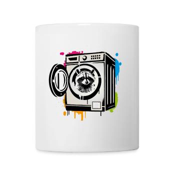 Raccoon in the washing machine - Humorous motif - Mug - white - Front