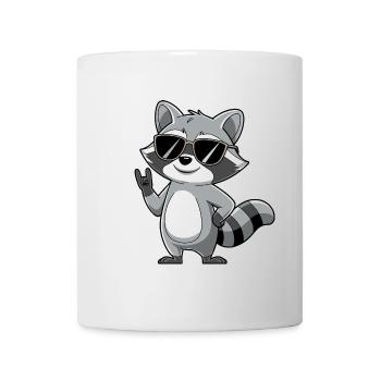 Waschbär mit Rock Pose Raccoon Rock Musik Musiker - Tasse - Weiß - Vorne