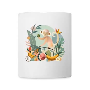 Playful monkey with tropical fruits - Mug - white - Front