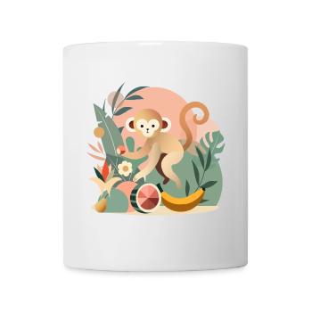 Playful monkey with tropical fruits - Mug - white - Front