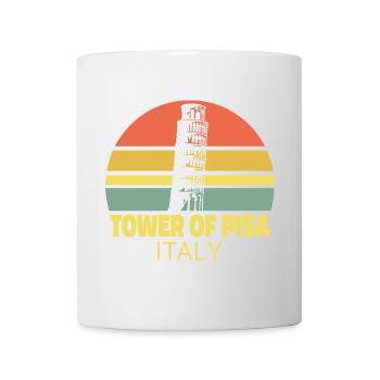 Tour penchée de Pise Rétro Coucher de soleil Silhouette - Mug blanc - blanc - Devant