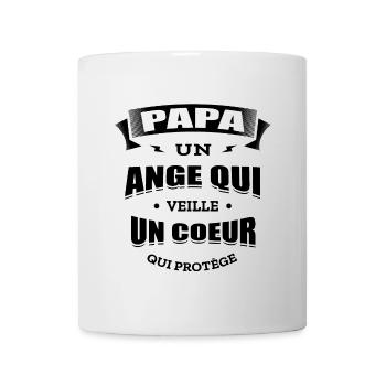 PAPA UN ANGE QUI VEILLE UN CŒUR QUI PROTÈGE - Mug blanc - blanc - Devant