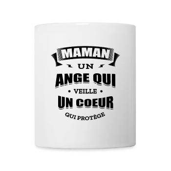 MAMAN UN ANGE QUI VEILLE UN CŒUR QUI PROTÈGE - Mug blanc - blanc - Devant