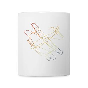 Flugzeug Line Art Vintage - Tasse - Weiß - Vorne