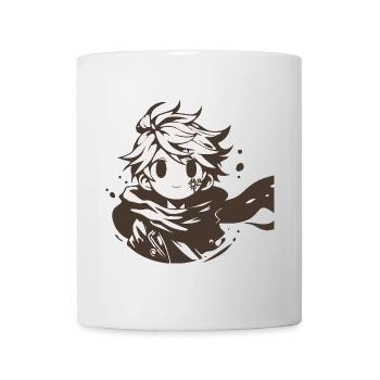 MangaCharakter mit Braunem Schal - Tasse - Weiß - Vorne