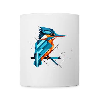 Geometric Kingfisher on a Branch – Modern Natural Art - Mug - white - Front
