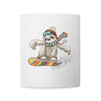 Paresseux Planche à neige Jeu de mots Slowboard Humour Sports d’hiver - Mug blanc - blanc - Devant