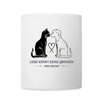 Katze & Hund: Liebe ohne Grenzen - Tasse - Weiß - Vorne