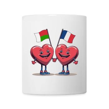 Madagascar and France hearts - Mug - white - Front