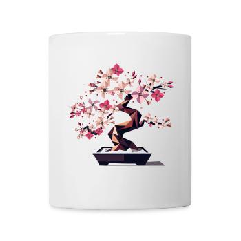 Bonsaï en fleurs de cerisier - Combinaison d’art et de nature - Mug blanc - blanc - Devant