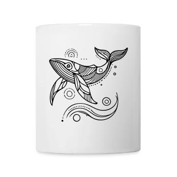 Spirit of the Ocean – Geometrischer Zen Wal - Tasse - Weiß - Vorne